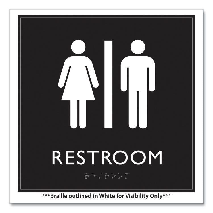 ADA Sign, Unisex Restroom, Plastic, 8 x 8, Clear/White 2