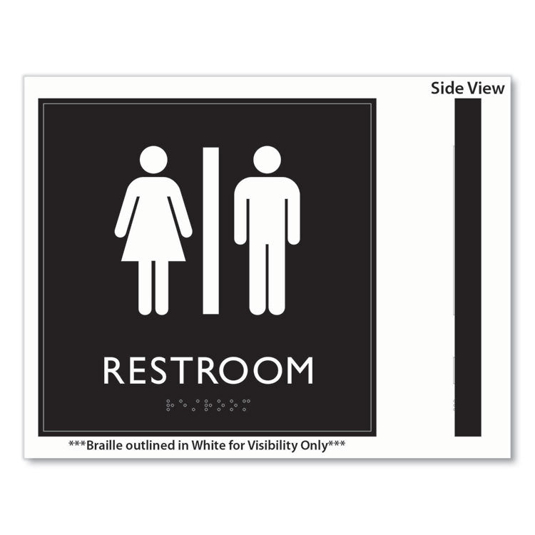 ADA Sign, Unisex Restroom, Plastic, 8 x 8, Clear/White 4