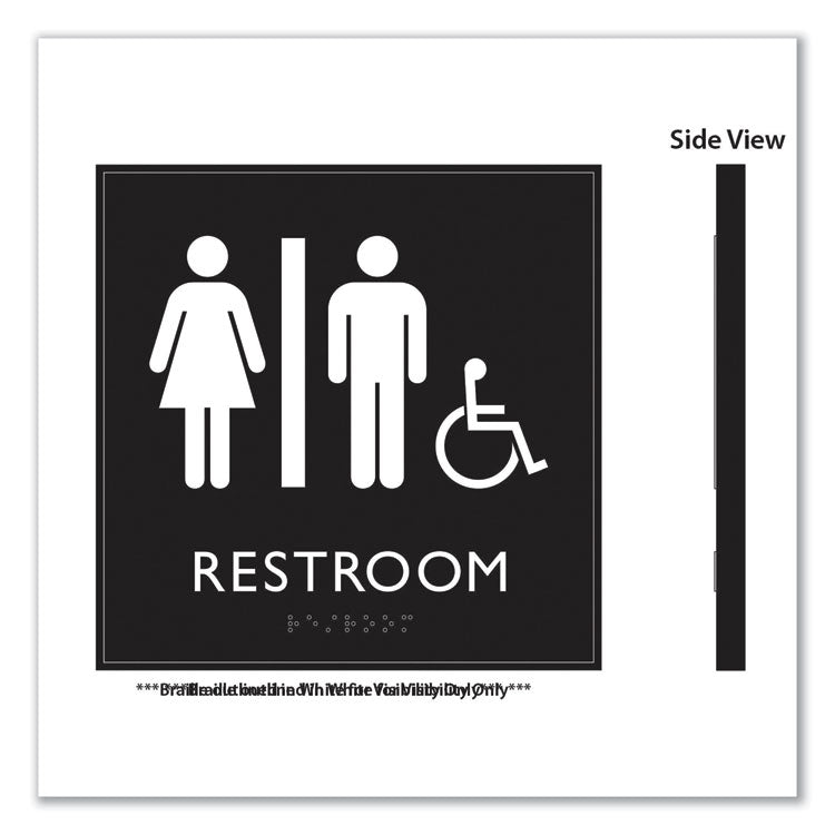 ADA Sign, Unisex Accessible Restroom, Plastic, 8 x 8, Clear/White 2