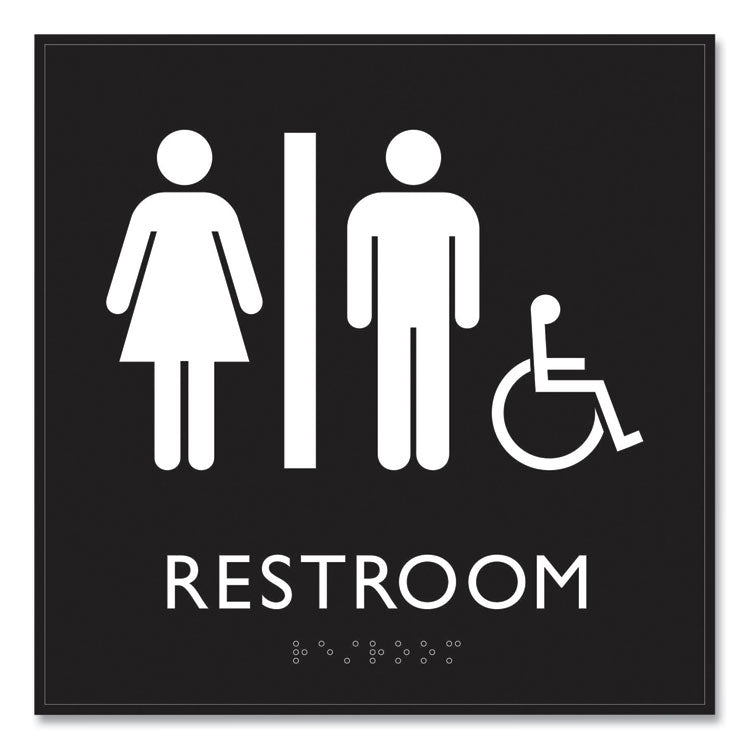 ADA Sign, Unisex Accessible Restroom, Plastic, 8 x 8, Clear/White 3