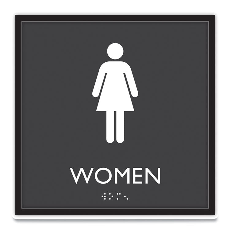 ADA Sign, Women, Plastic, 8 x 8, Clear/White 1