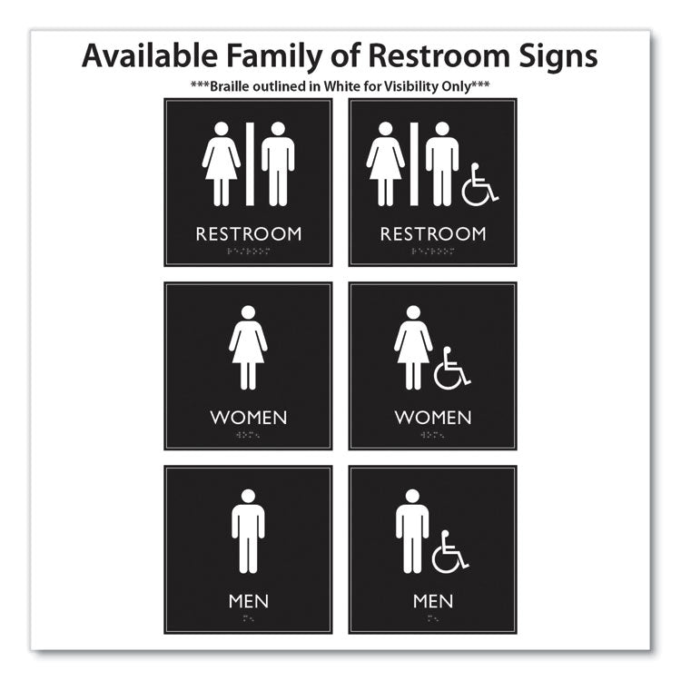 ADA Sign, Women Accessible, Plastic, 8 x8, Clear/White 4