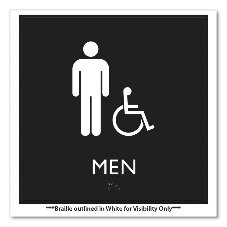 ADA Sign, Men Accessible, Plastic, 8 x 8, Clear/White 2