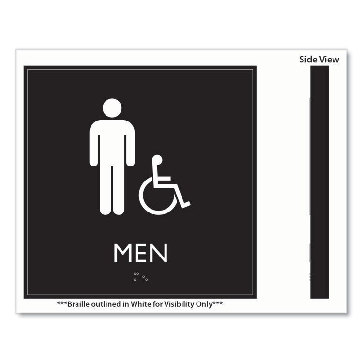 ADA Sign, Men Accessible, Plastic, 8 x 8, Clear/White 3