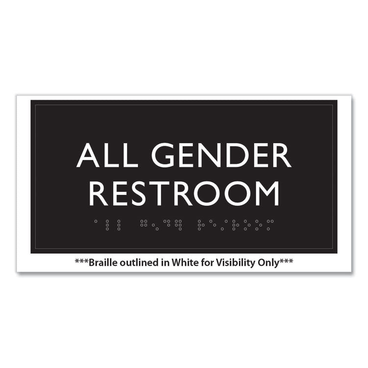 ADA Sign, All Gender Restroom, Plastic, 4 x 4, Clear/White 2