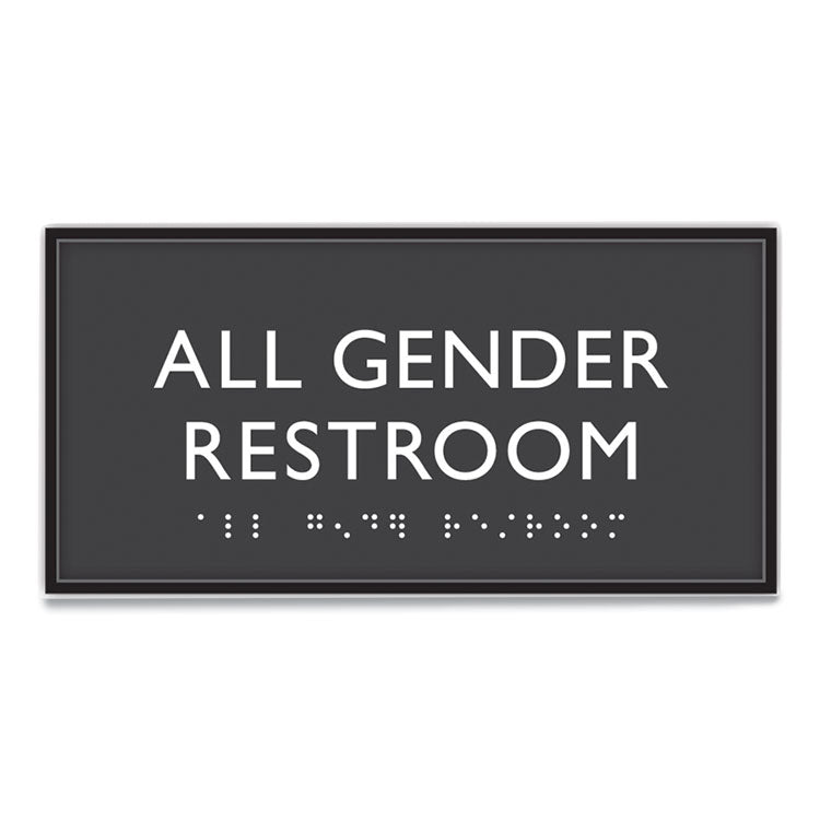 ADA Sign, All Gender Restroom, Plastic, 4 x 4, Clear/White 1