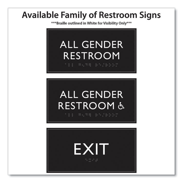 ADA Sign, All Gender Restroom, Plastic, 4 x 4, Clear/White 3