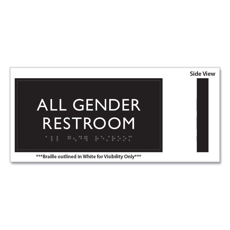 ADA Sign, All Gender Restroom, Plastic, 4 x 4, Clear/White 4