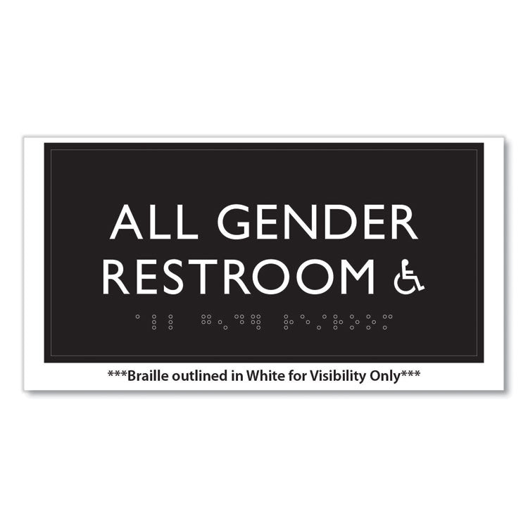 ADA Sign, All Gender Restroom Accessible, Plastic, 4 x 4, Clear/White 2