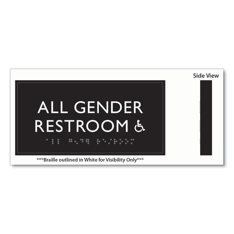 ADA Sign, All Gender Restroom Accessible, Plastic, 4 x 4, Clear/White 3