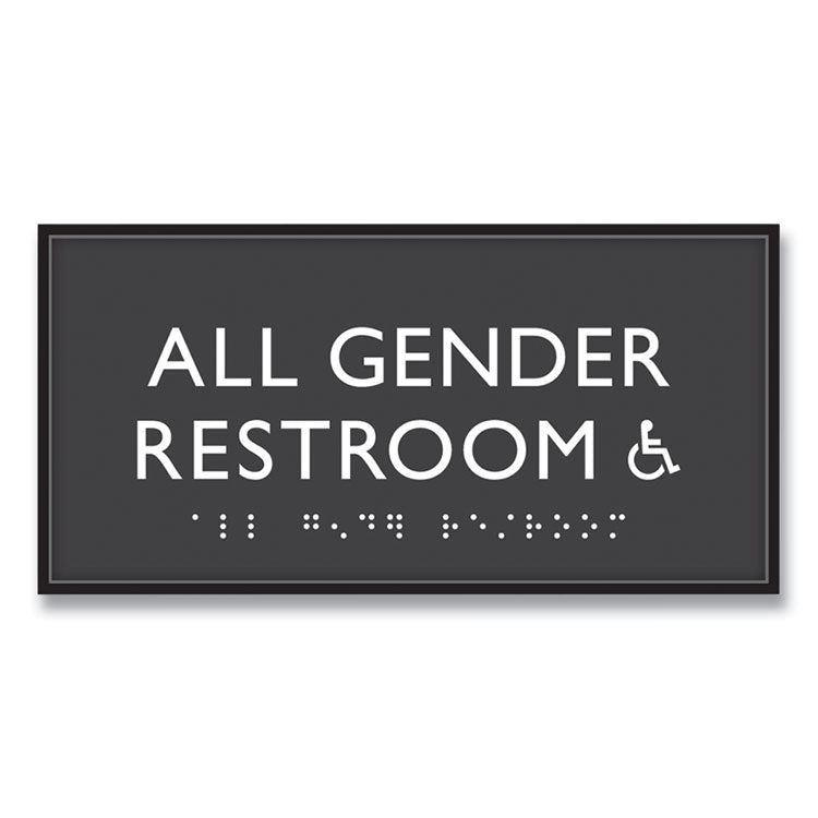 ADA Sign, All Gender Restroom Accessible, Plastic, 4 x 4, Clear/White 1