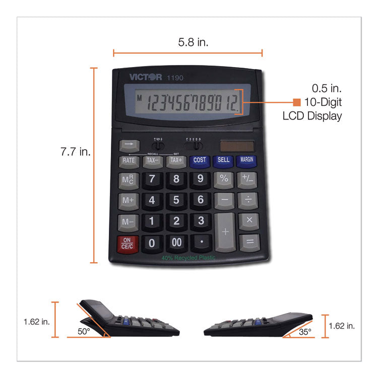 1190 Executive Desktop Calculator, 12-Digit Lcd 3