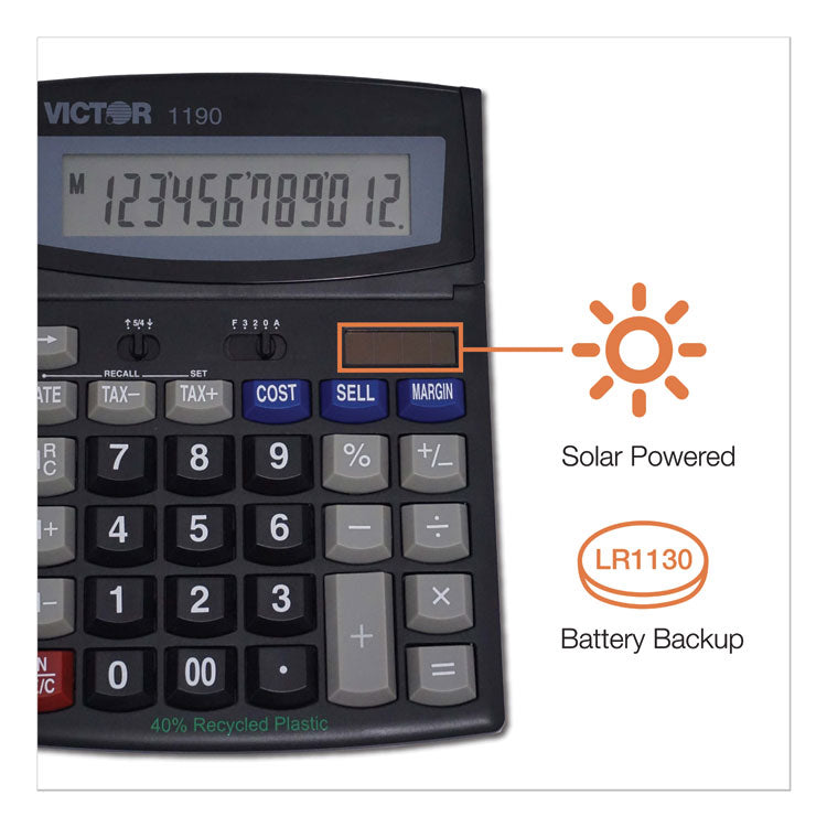 1190 Executive Desktop Calculator, 12-Digit Lcd 4