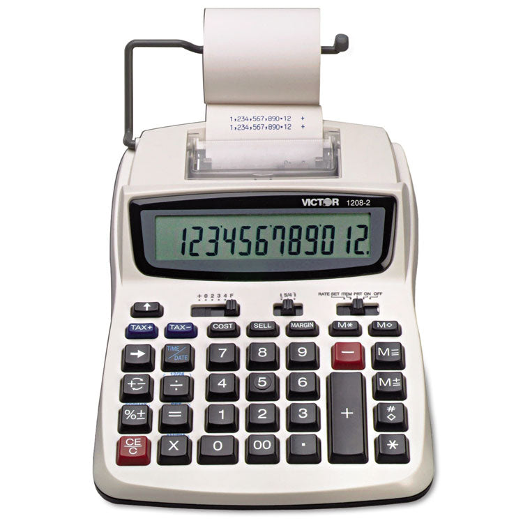 1208-2 Two-Color Compact Printing Calculator, Black/red Print, 2.3 Lines/sec 1