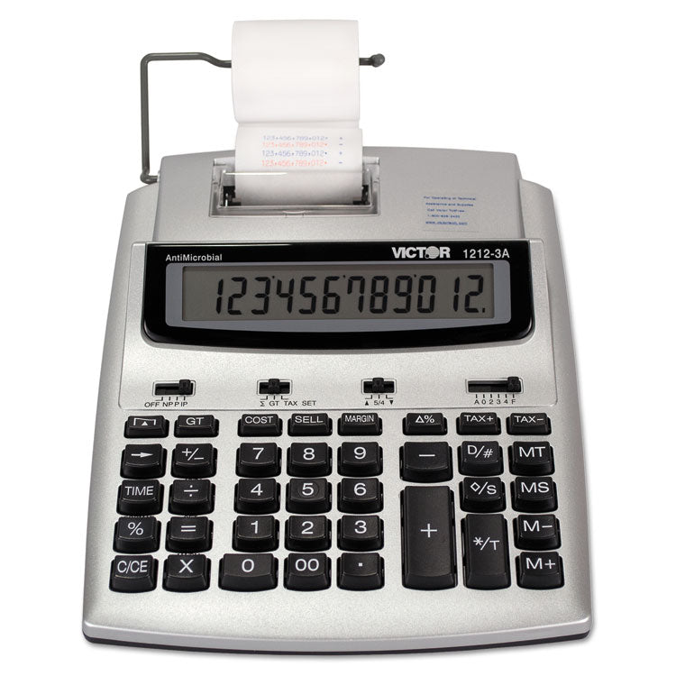 1212-3A Antimicrobial Printing Calculator, Black/Red Print, 2.7 Lines/Sec 1