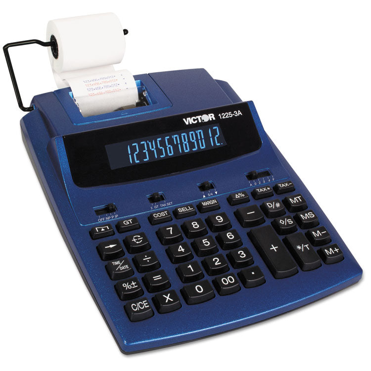 1225-3a Antimicrobial Two-Color Printing Calculator, Blue/red Print, 3 Lines/sec 2