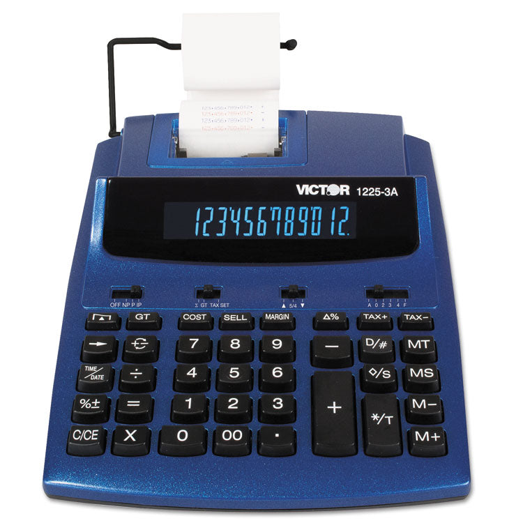 1225-3a Antimicrobial Two-Color Printing Calculator, Blue/red Print, 3 Lines/sec 1