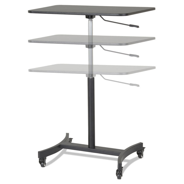 Dc500 High Rise Collection Mobile Adjustable Standing Desk, 30.75" X 22" X 29" To 44", Black 1