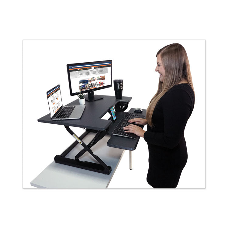 High Rise Height Adjustable Standing Desk With Keyboard Tray, 31" X 31.25" X 5.25" To 20", Gray/black 1