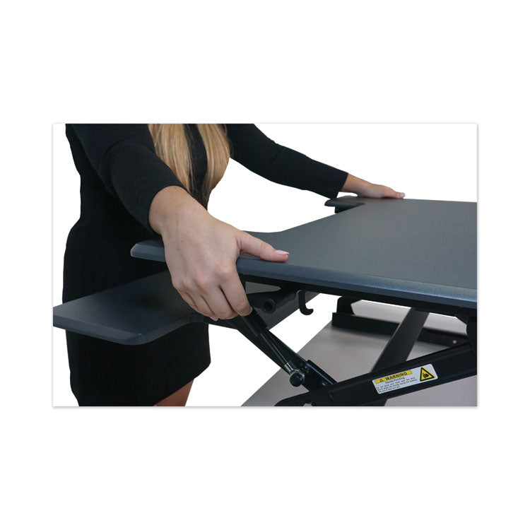 High Rise Height Adjustable Standing Desk With Keyboard Tray, 36" X 31.25" X 5.25" To 20", Gray/black 4