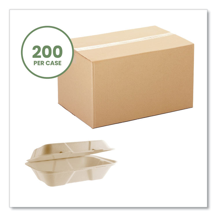 Nourish Molded Fiber Takeout Containers, 6.1 x 9 x 2.9, Natural, Sugarcane, 200/Carton 2