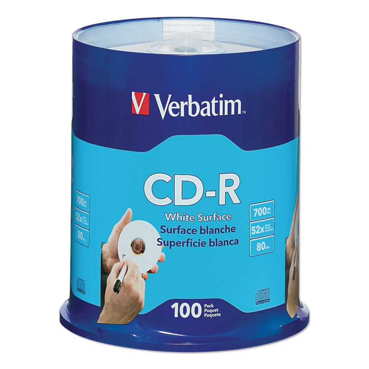 Cd-R Recordable Disc, 700 Mb/80 Min, 52x, Spindle, White, 100/pack 1