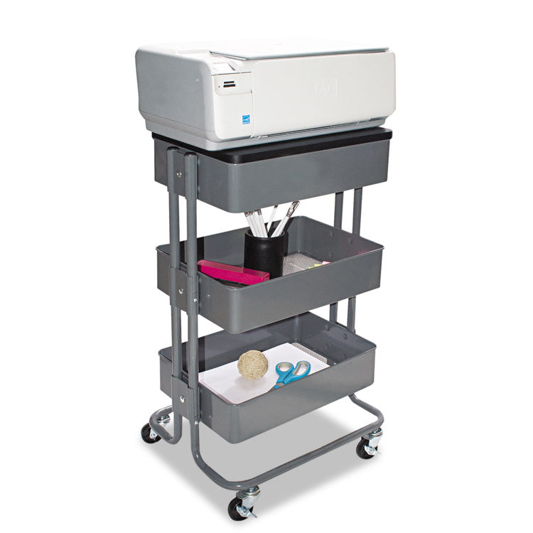 Adjustable Multi-Use Storage Cart And Stand-Up Workstation, 15.25" X 11" X 18.5" To 39", Gray 4