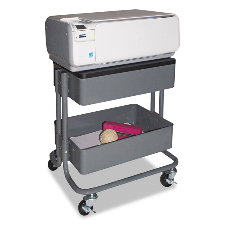 Adjustable Multi-Use Storage Cart And Stand-Up Workstation, 15.25" X 11" X 18.5" To 39", Gray 5