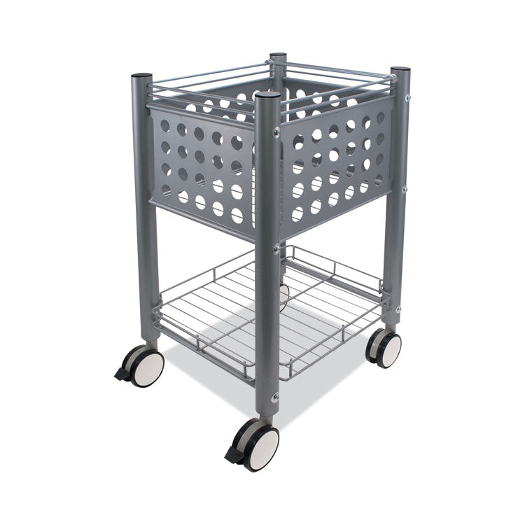 Sidekick File Cart, Metal, 1 Shelf, 1 Bin, 13.75" x 15.5" x 26.25", Matte Gray 1