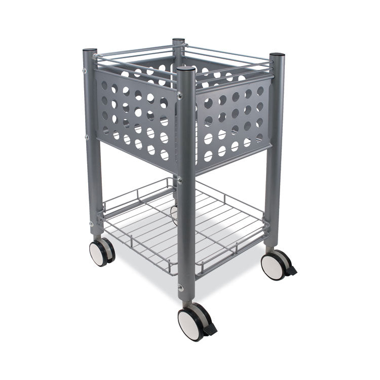 Sidekick File Cart, Metal, 1 Shelf, 1 Bin, 13.75" x 15.5" x 26.25", Matte Gray 4