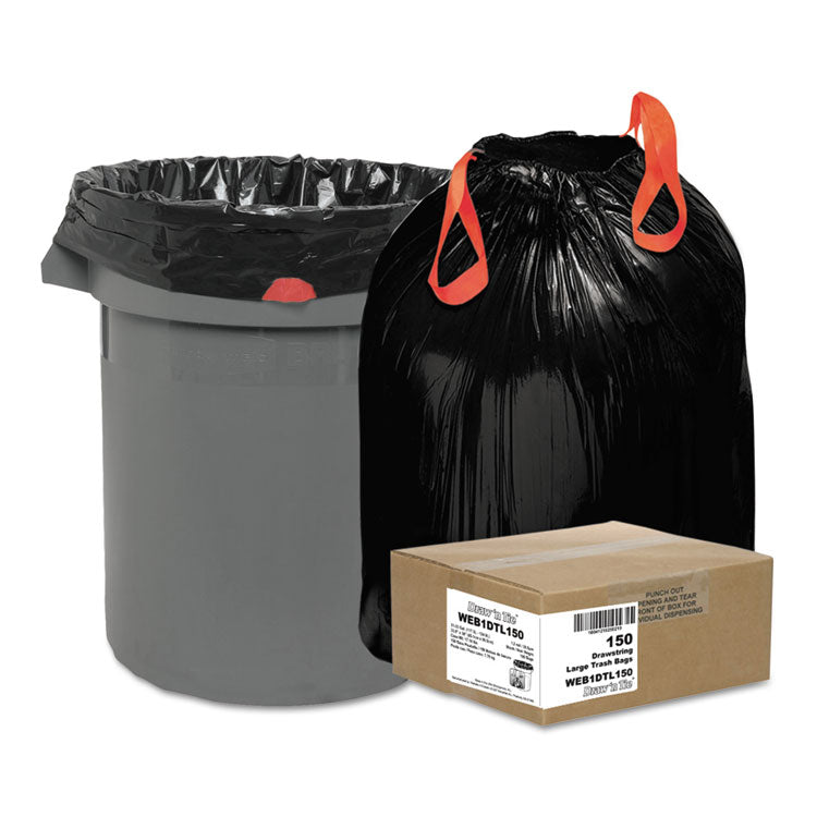 Heavy-Duty Trash Bags, 33 gal, 1.2 mil, 33.5" x 38", Black, 25 Bags/Roll, 6 Rolls/Box 1