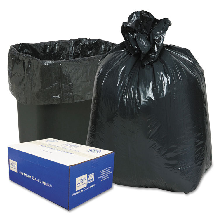 Linear Low-Density Can Liners, 10 gal, 0.6 mil, 24" x 23", Black, 25 Bags/Roll, 20 Rolls/Carton 1