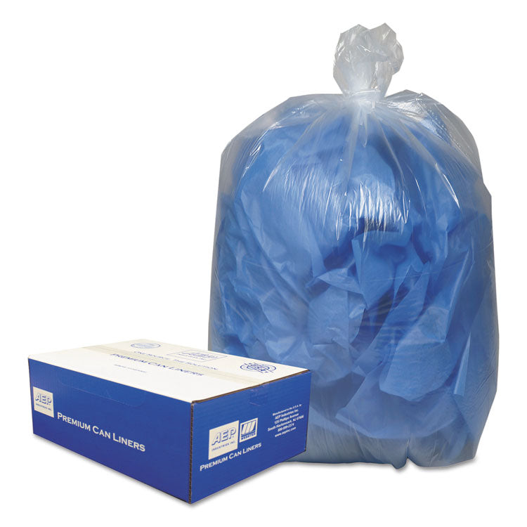 Linear Low-Density Can Liners, 60 gal, 0.9 mil, 38" x 58", Clear, 10 Bags/Roll, 10 Rolls/Carton 1