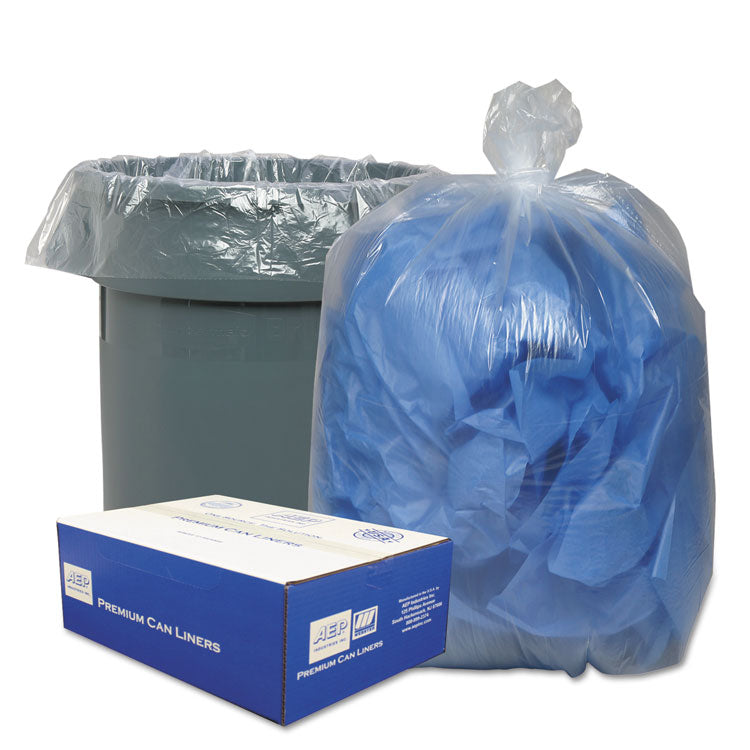 Linear Low-Density Can Liners, 56 gal, 0.9 mil, 43" x 47", Clear, 10 Bags/Roll, 10 Rolls/Carton 1