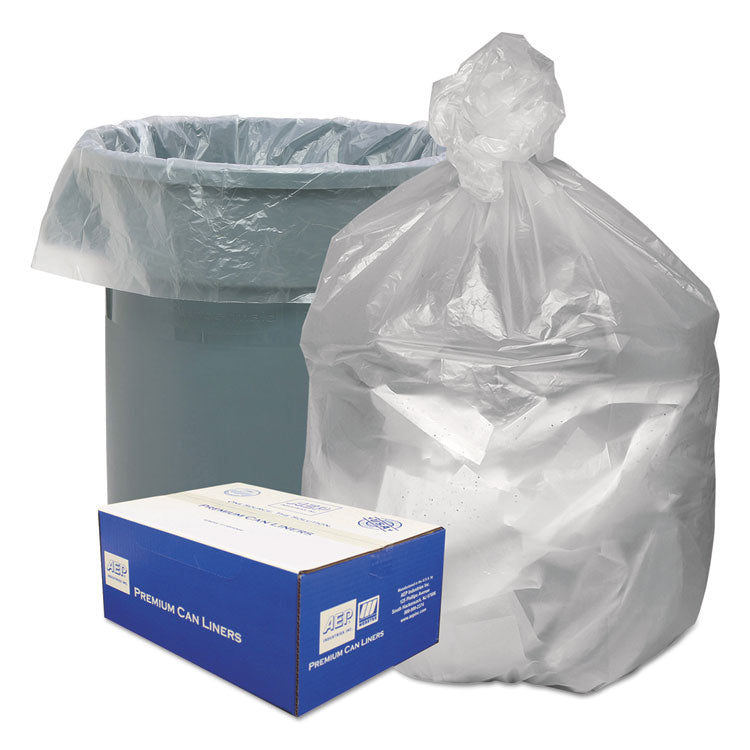 Waste Can Liners, 30 gal, 8 mic, 30" x 36", Natural, 25 Bags/Roll, 20 Rolls/Carton 1