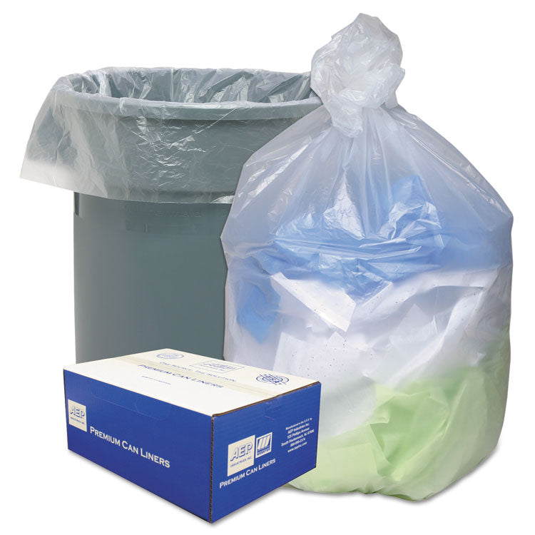 Can Liners, 33 gal, 11 mic, 33" x 40", Natural, 25 Bags/Roll, 20 Rolls/Carton 1