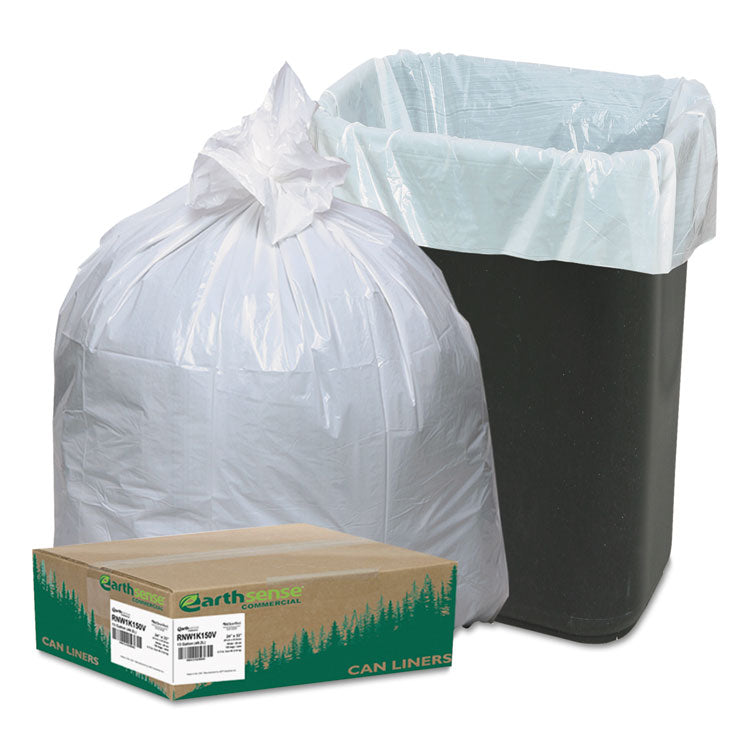 Linear-Low-Density Recycled Tall Kitchen Bags, 13 gal, 0.85 mil, 24" x 33", White, 15 Bags/Roll, 10 Rolls/Box 2