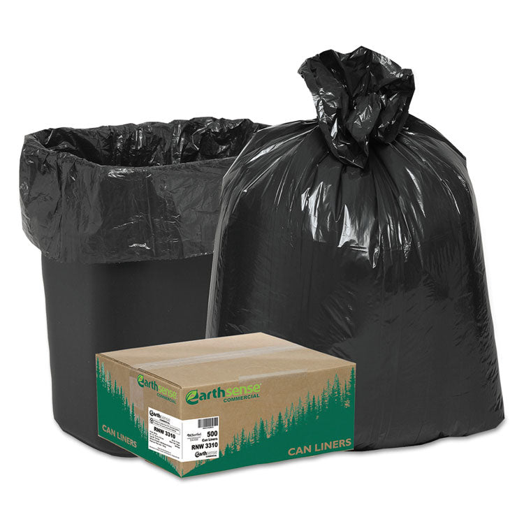 Linear Low Density Recycled Can Liners, 16 gal, 0.85 mil, 24" x 33", Black, 25 Bags/Roll, 20 Rolls/Carton 1