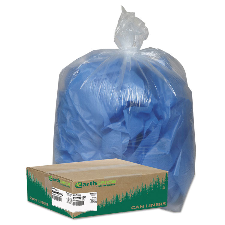 Linear Low Density Clear Recycled Can Liners, 33 gal, 1.25 mil, 33" x 39", Clear, 10 Bags/Roll, 10 Rolls/Carton 1