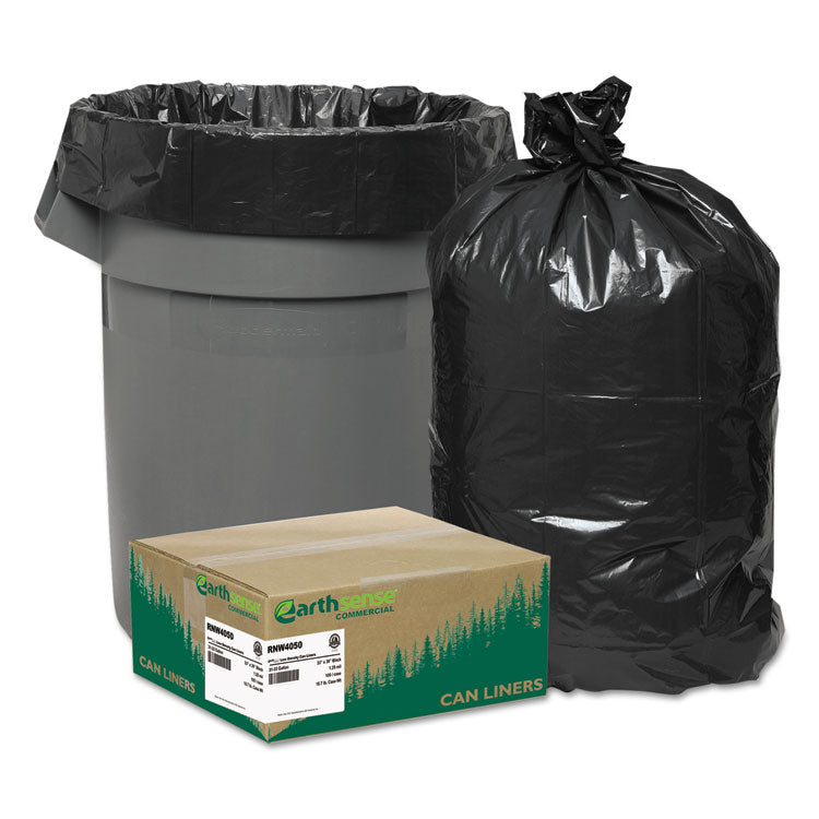 Linear Low Density Recycled Can Liners, 33 gal, 1.25 mil, 33" x 39", Black, 10 Bags/Roll, 10 Rolls/Carton 1