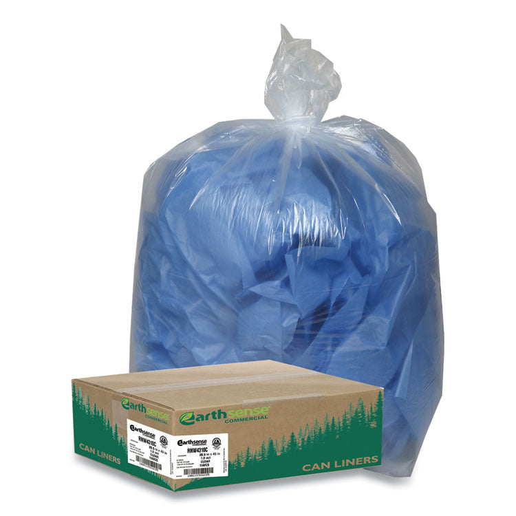 Linear Low Density Clear Recycled Can Liners, 23 Gal, 1.25 Mil, 28.5" X 43", Clear, 150/carton 1