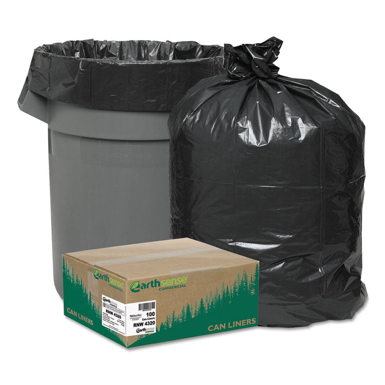 Linear Low Density Recycled Can Liners, 56 gal, 2 mil, 43" x 47", Black, 10 Bags/Roll, 10 Rolls/Carton 1