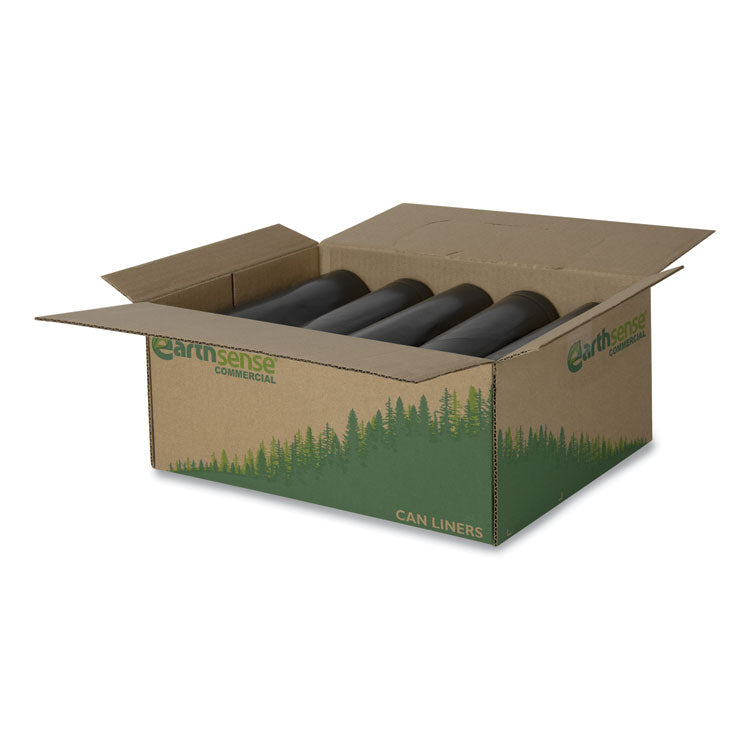 Linear Low Density Recycled Can Liners, 60 gal, 1.25 mil, 38" x 58", Black, 10 Bags/Roll, 10 Rolls/Carton 6