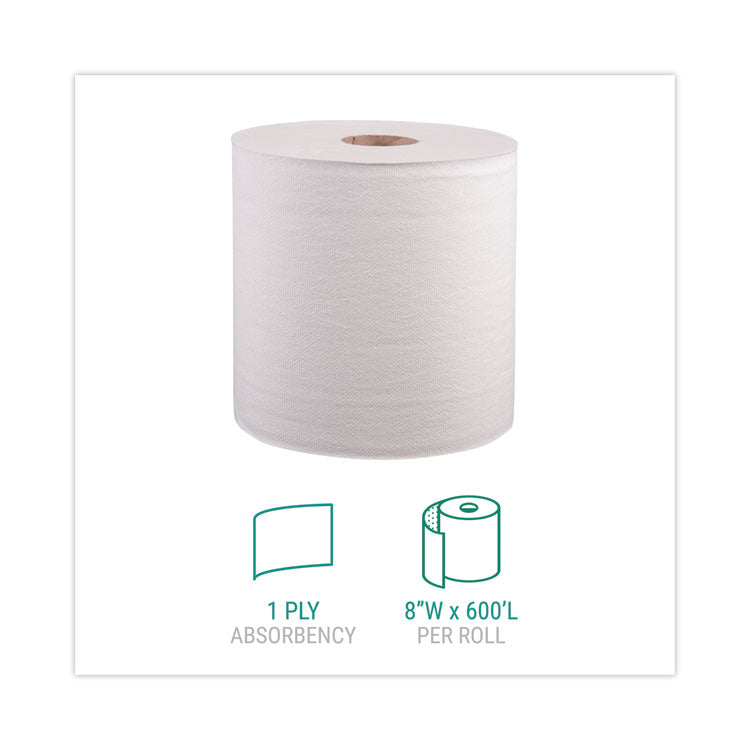 Hardwound Roll Towels, 1-Ply, 8" x 800 ft, White, 6 Rolls/Carton 2