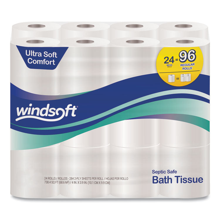 Premium Bath Tissue, Septic Safe, 2-Ply, White, 284 Sheets/Roll, 24 Rolls/Carton 1