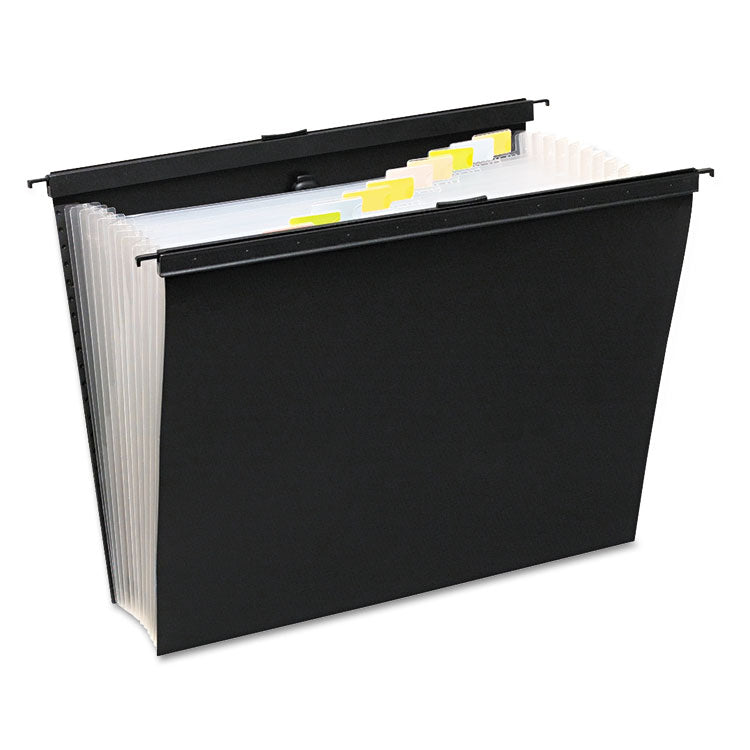 Slide-Bar Expanding Pocket File, 13 Sections, 15" Capacity, Letter Size, Black 1