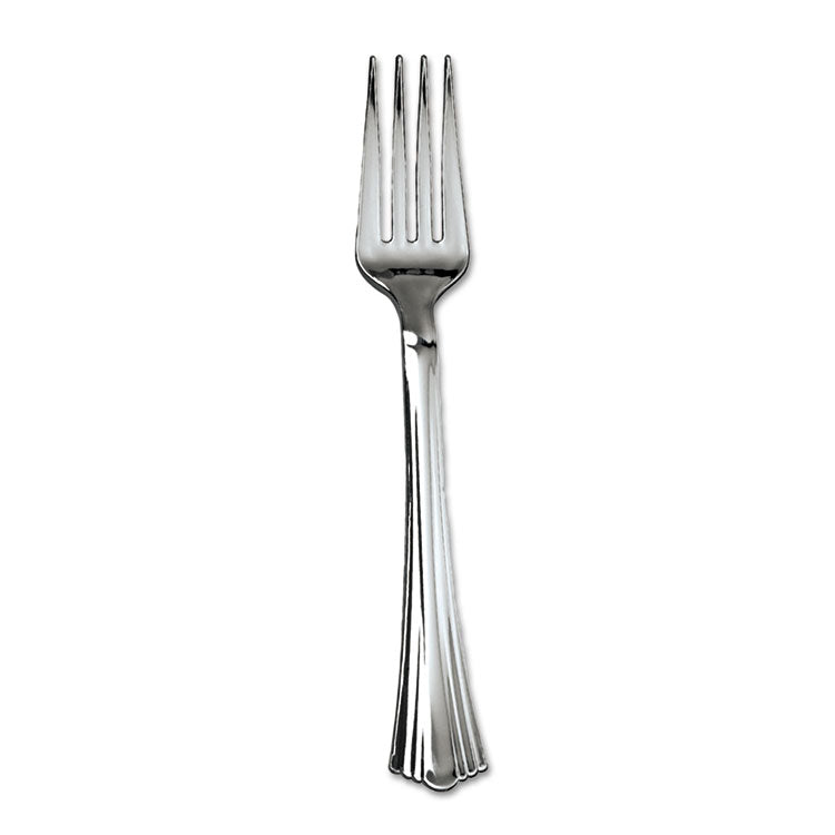 Heavyweight Plastic Forks, Reflections Design, Silver, 600/carton 1