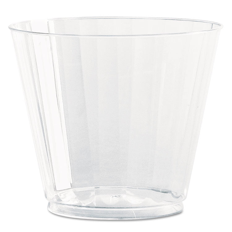 Classic Crystal Plastic Tumblers, 9 Oz, Clear, Fluted, Squat, 20/pack, 12 Packs/carton 1