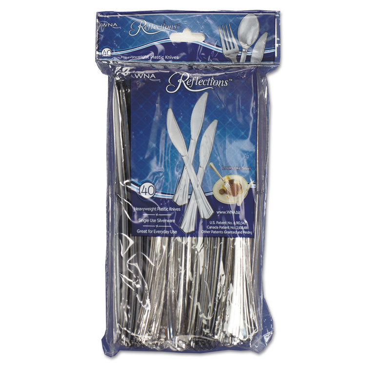 Reflections Heavyweight Plastic Utensils, Knife, Silver, 7 1/2", 40/pack 1