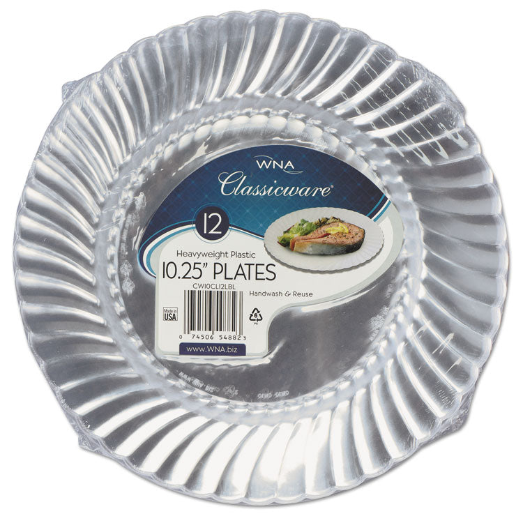 Classicware Plastic Dinnerware Plates, 10.25" Dia, Clear, 12/pack 1